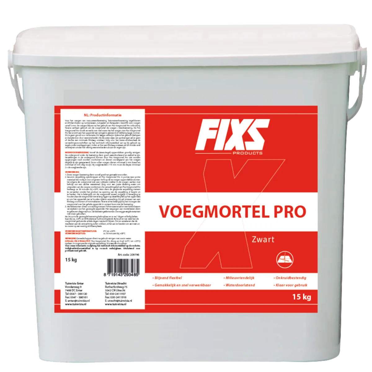 Fixs Voegmortel Pro Antraciet 15kg