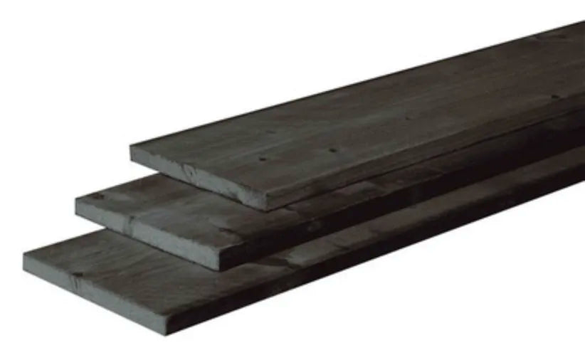 Douglas fijnbezaagde plank 2,2x20x400cm zwart gedompeld